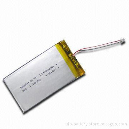 Rechargeable Li-polymer Battery, 1,100mAh Capacity, 3.7V Nominal Voltage and 20g Weight